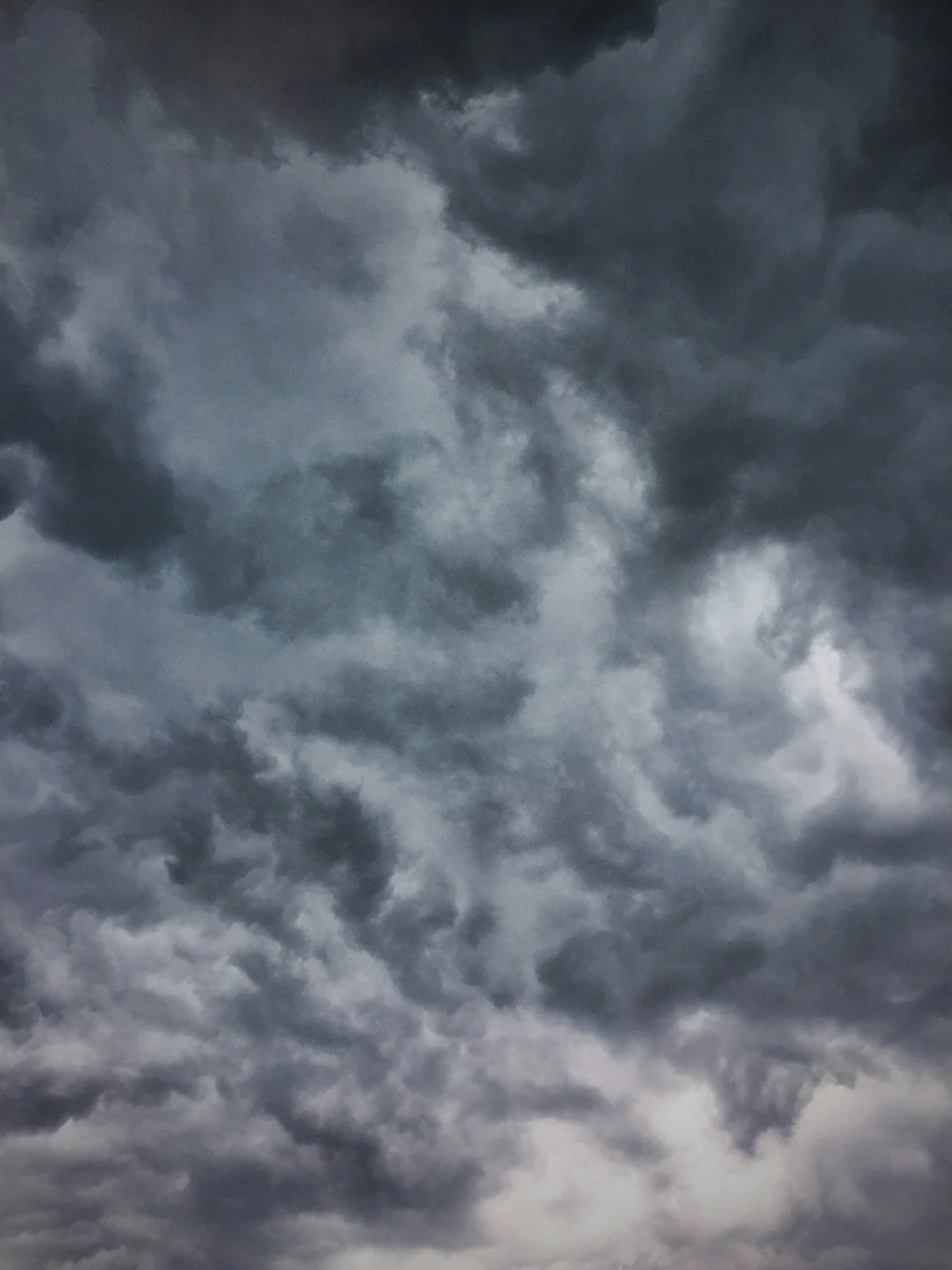 Residential solar panels mounted on a rooftop under a heavily overcast gray sky showing diffuse low-light conditions