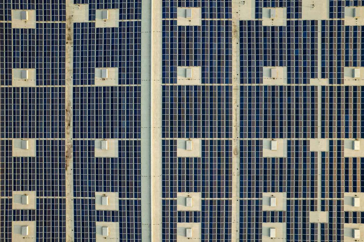 Two parallel rows of identical panels, the layout MPPT channels report separately